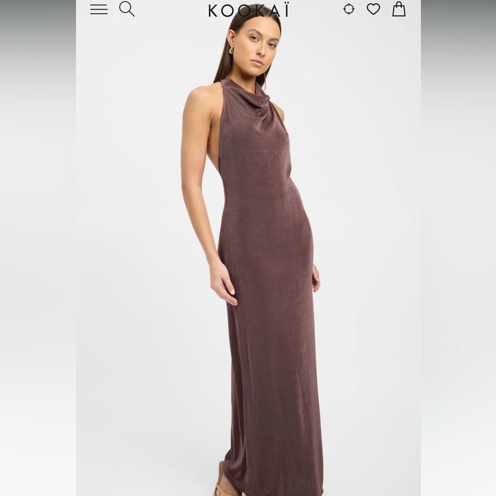 Kookai brown maxi halter dress